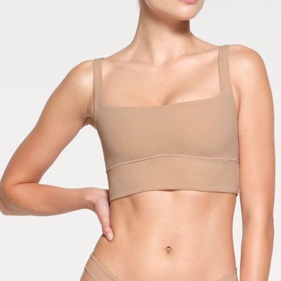 SKIMS Fits Everbody Square Neck Longline Bralette In Clay - Picture 1 of 6